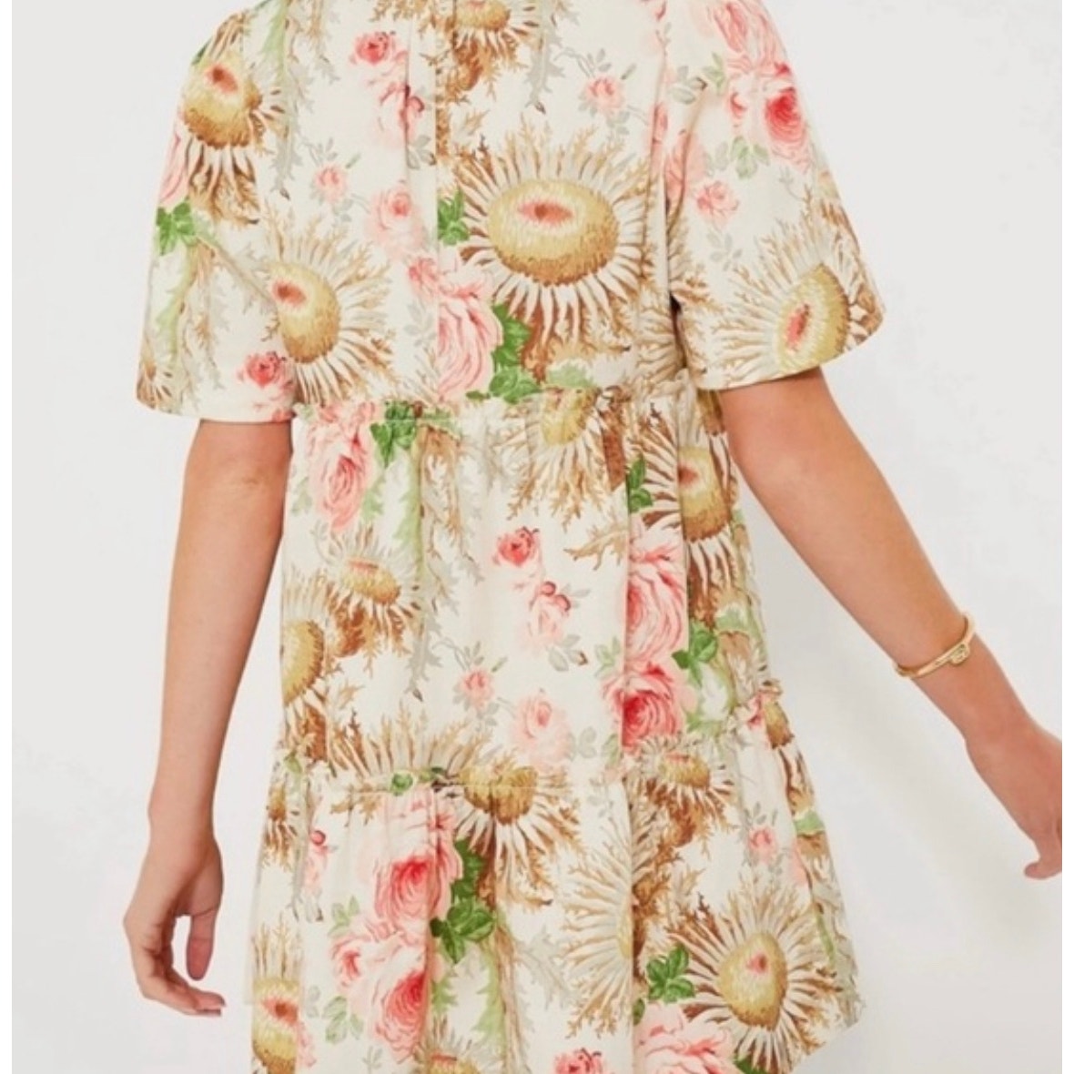 Tuckernuck Cream Floral Mini Dress With Pink & Green Accents — image 4 of 8